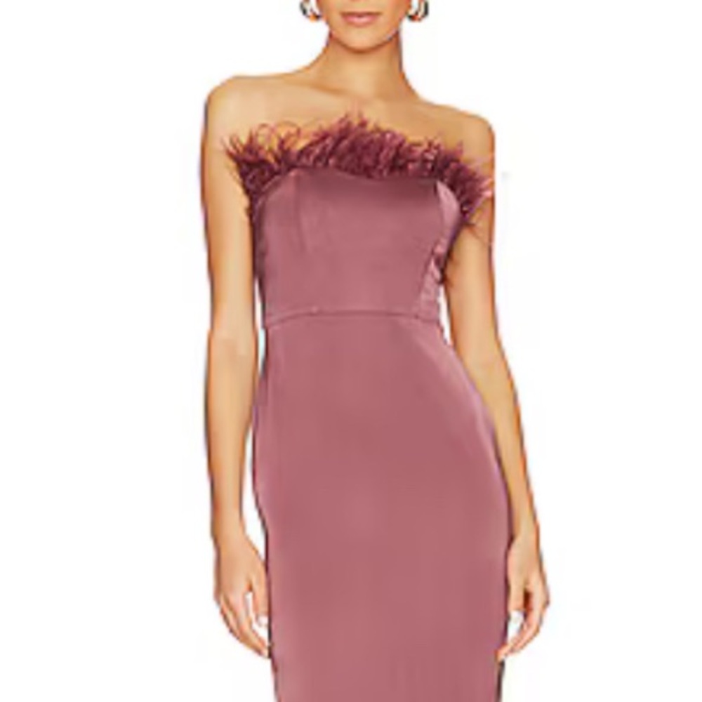 Purple Sleeveless Midi Dress Decorated with Feather